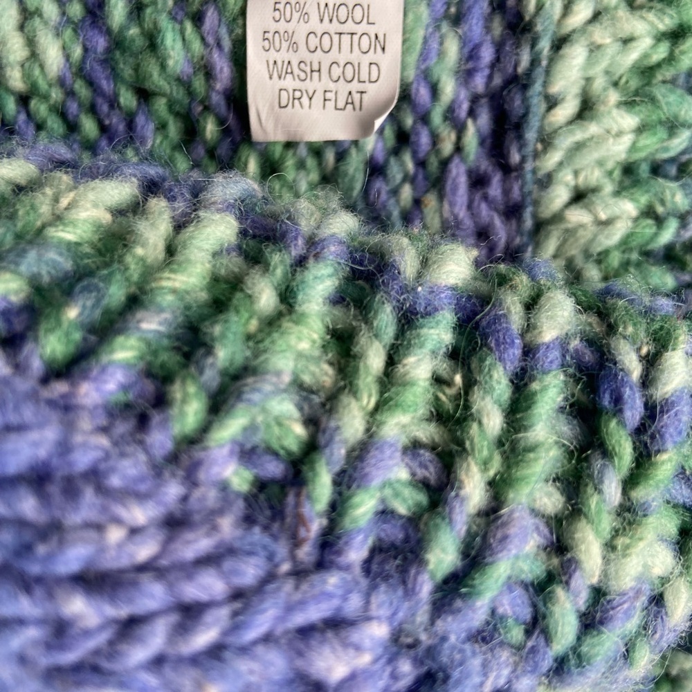 Vintage Hand Knit Cardigan Wool Blend Cable S Large Grandma Chunky Boho Heavy - Picture 4 of 10